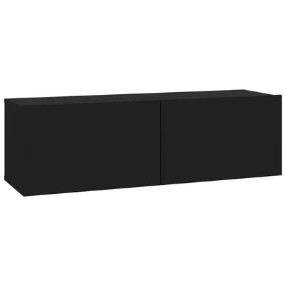 Wall TV Cabinets 2 pcs Black 100x30x30 cm Engineered Wood