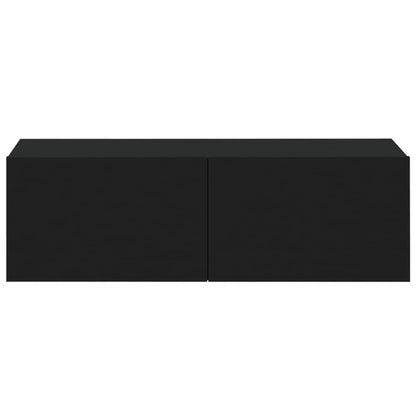 Wall TV Cabinets 2 pcs Black 100x30x30 cm Engineered Wood