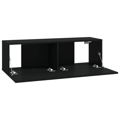 Wall TV Cabinets 2 pcs Black 100x30x30 cm Engineered Wood