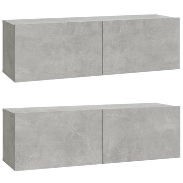 Wall TV Cabinets 2 pcs Concrete Grey 100x30x30 cm Engineered Wood