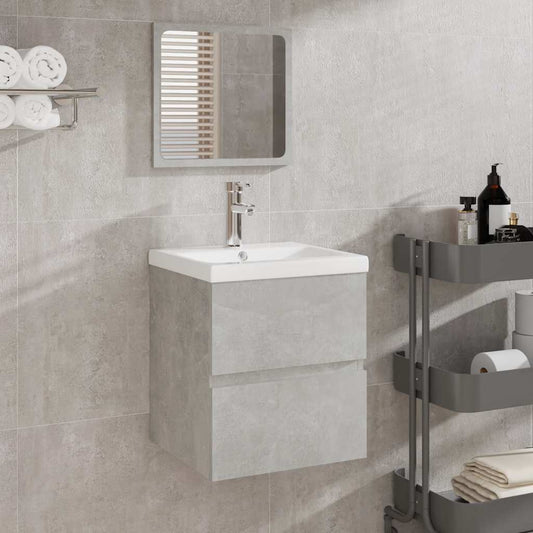 Bathroom Cabinet with Mirror Concrete Grey Engineered Wood