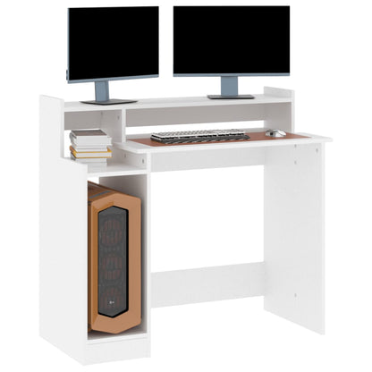 vidaXL Desk White Engineered wood Standard Computer Desk Rectangular