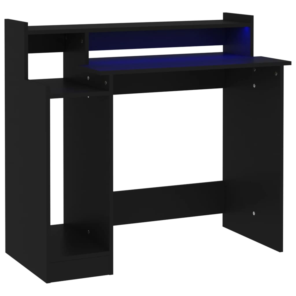 vidaXL Desk Black Engineered wood 38.2 x 17.7 x 35.4 in Computer Desk