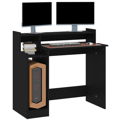 vidaXL Desk Black Engineered wood 38.2 x 17.7 x 35.4 in Computer Desk