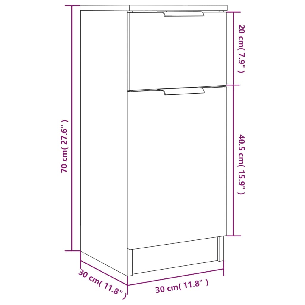 Sideboards 2 pcs Concrete Grey 30x30x70 cm Engineered Wood