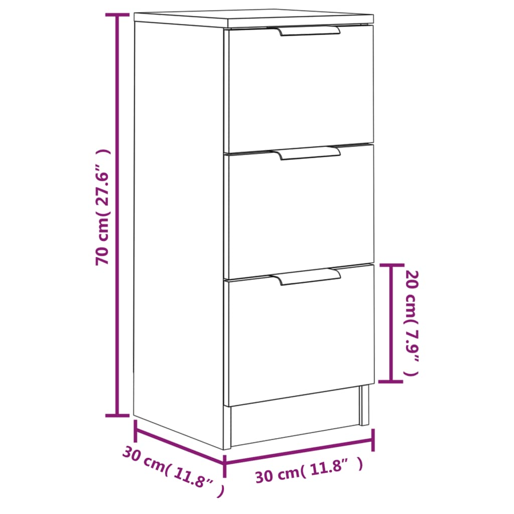 Sideboards 2 pcs Sonoma Oak 30x30x70 cm Engineered Wood