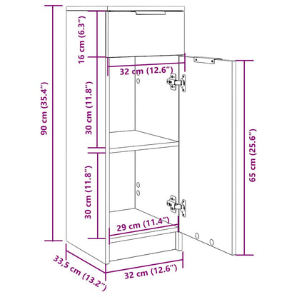 Bathroom Cabinet White 32x33.5x90 cm Engineered Wood
