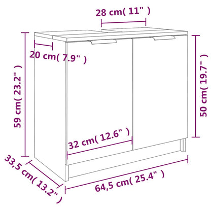 Bathroom Cabinet White 64.5x33.5x59 cm Engineered Wood