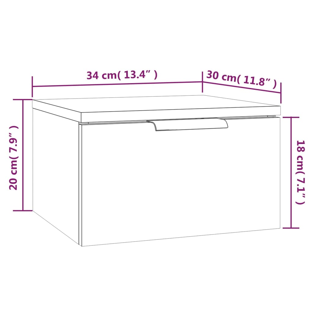 Wall-mounted Bedside Cabinet Sonoma Oak 34x30x20 cm