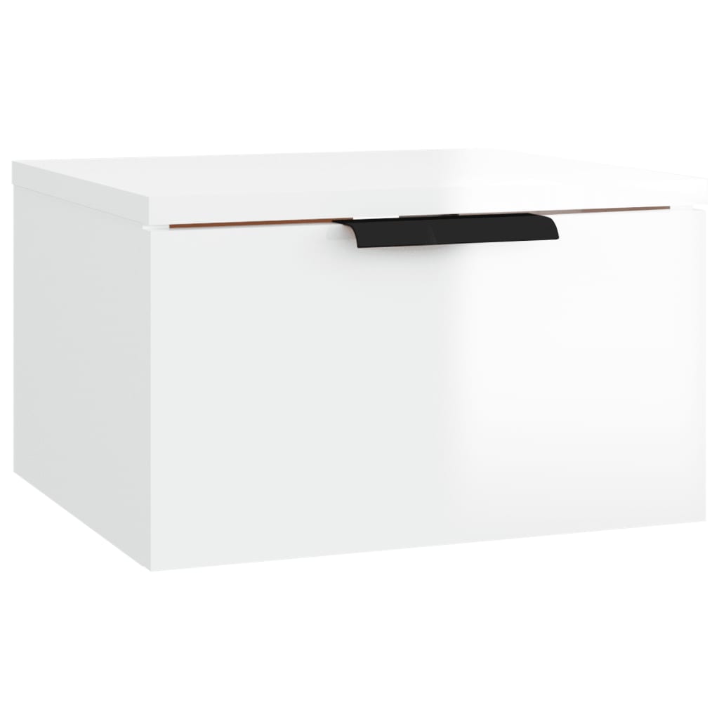 Wall-mounted Bedside Cabinet High Gloss White 34x30x20 cm