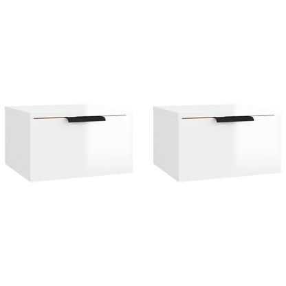 Wall-mounted Bedside Cabinets 2 pcs High Gloss White 34x30x20 cm