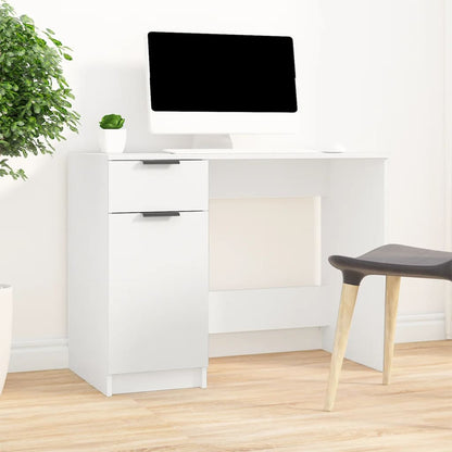 vidaXL Desk White Engineered wood 39.4 x 19.7 in Desk Rectangular