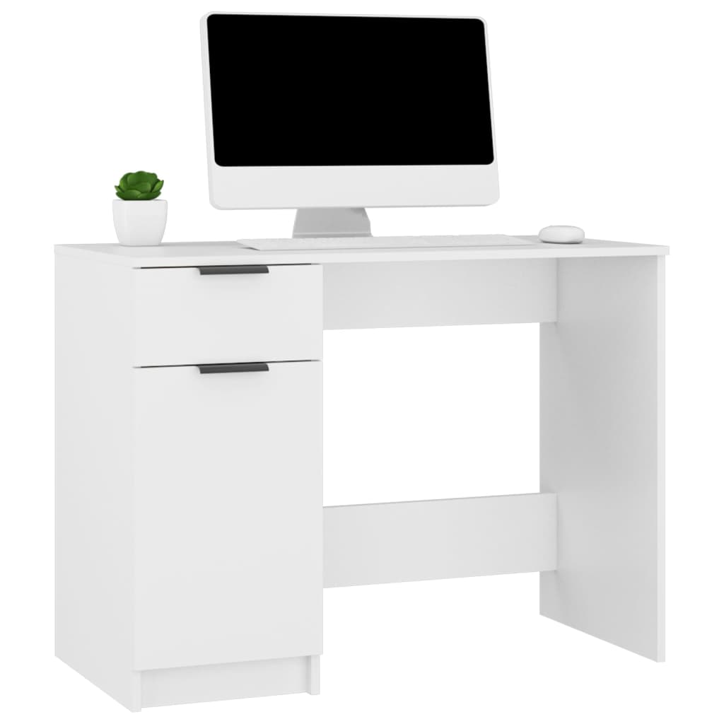 vidaXL Desk White Engineered wood 39.4 x 19.7 in Desk Rectangular