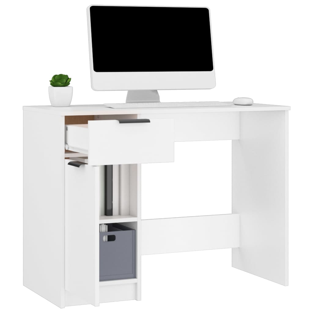 vidaXL Desk White Engineered wood 39.4 x 19.7 in Desk Rectangular