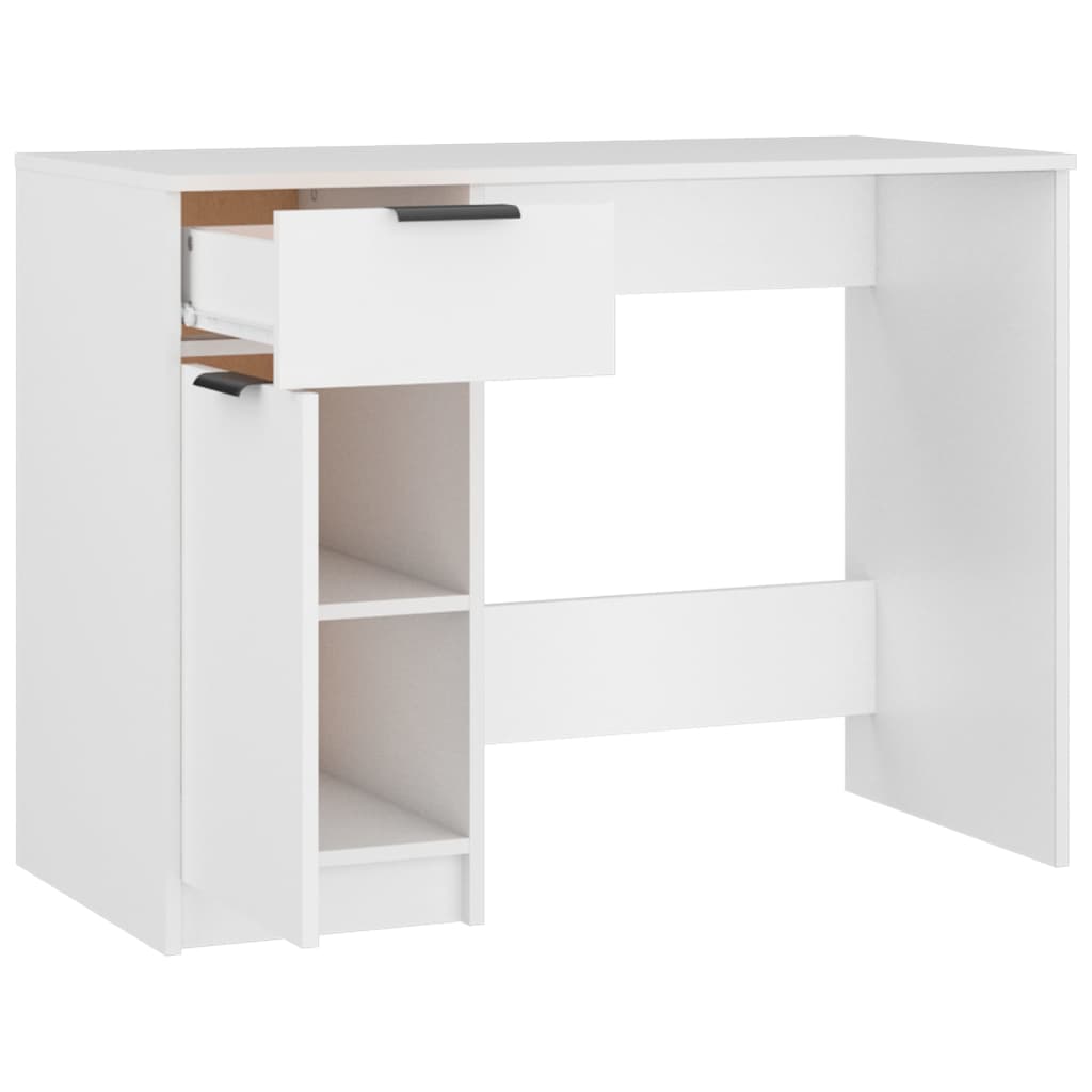 vidaXL Desk White Engineered wood 39.4 x 19.7 in Desk Rectangular