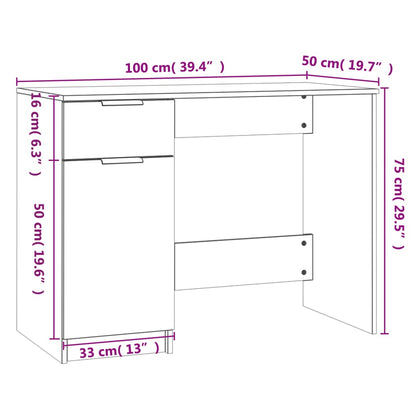 Desk Black 39.4"x19.7"x29.5" Engineered Wood
