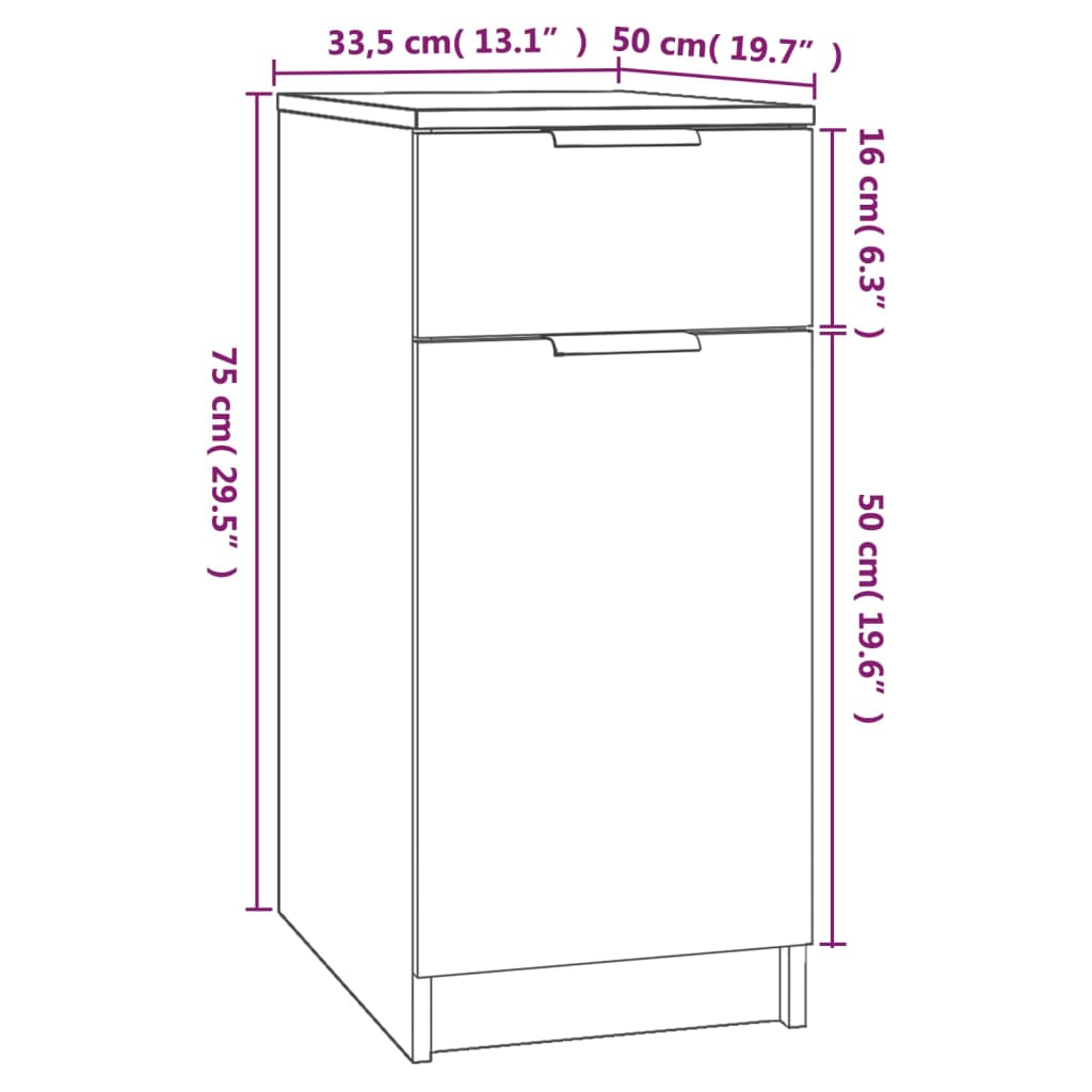 Desk Cabinet | Concrete grey | Engineered wood | Compact | Desk Cabinet