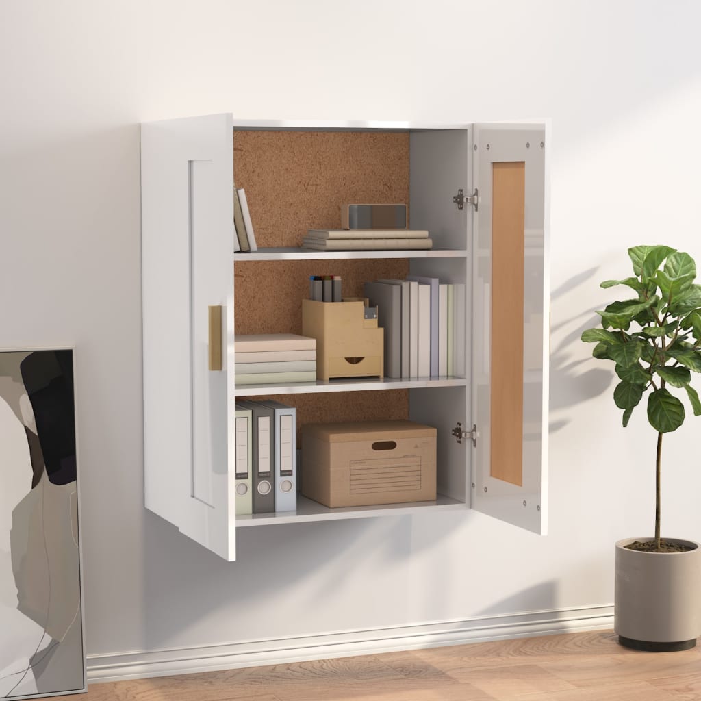 Wall Cabinet High Gloss White 69.5x32.5x90 cm Engineered Wood