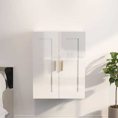 Wall Cabinet High Gloss White 69.5x32.5x90 cm Engineered Wood