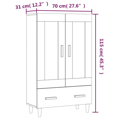 Highboard White 70x31x115 cm Engineered Wood