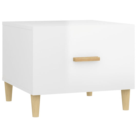 Coffee Table | High gloss white | Engineered wood, solid eucalyptus wood