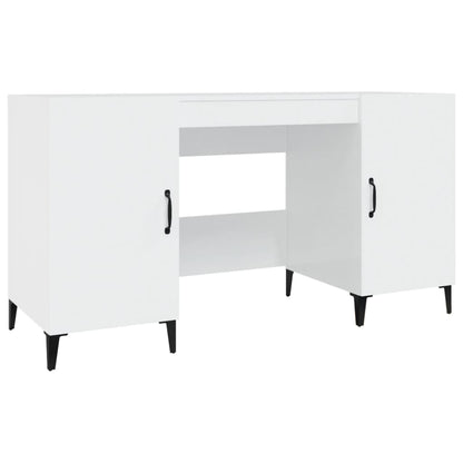 Desk High Gloss White 140x50x75 cm Engineered Wood
