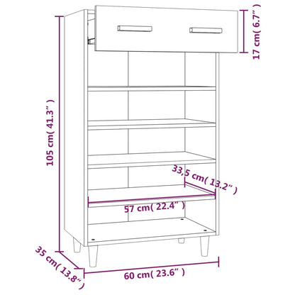 Shoe Cabinet Concrete Grey 60x35x105 cm Engineered Wood