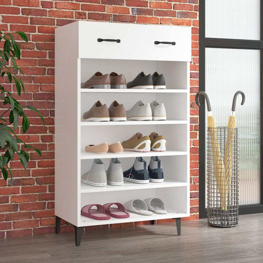 Shoe Cabinet | White | Engineered wood, Iron | 60 x 35 x 105 cm