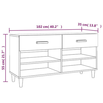 Shoe Cabinet Black 102x35x55 cm Engineered Wood