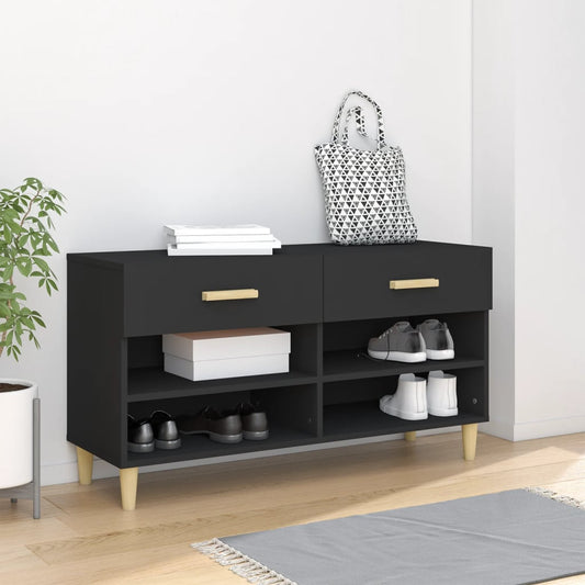 Shoe Cabinet | Black | Engineered wood | 102 x 35 x 55 cm | Shoe Cabinet