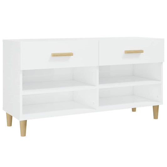 Shoe Cabinet | High gloss white | Engineered wood