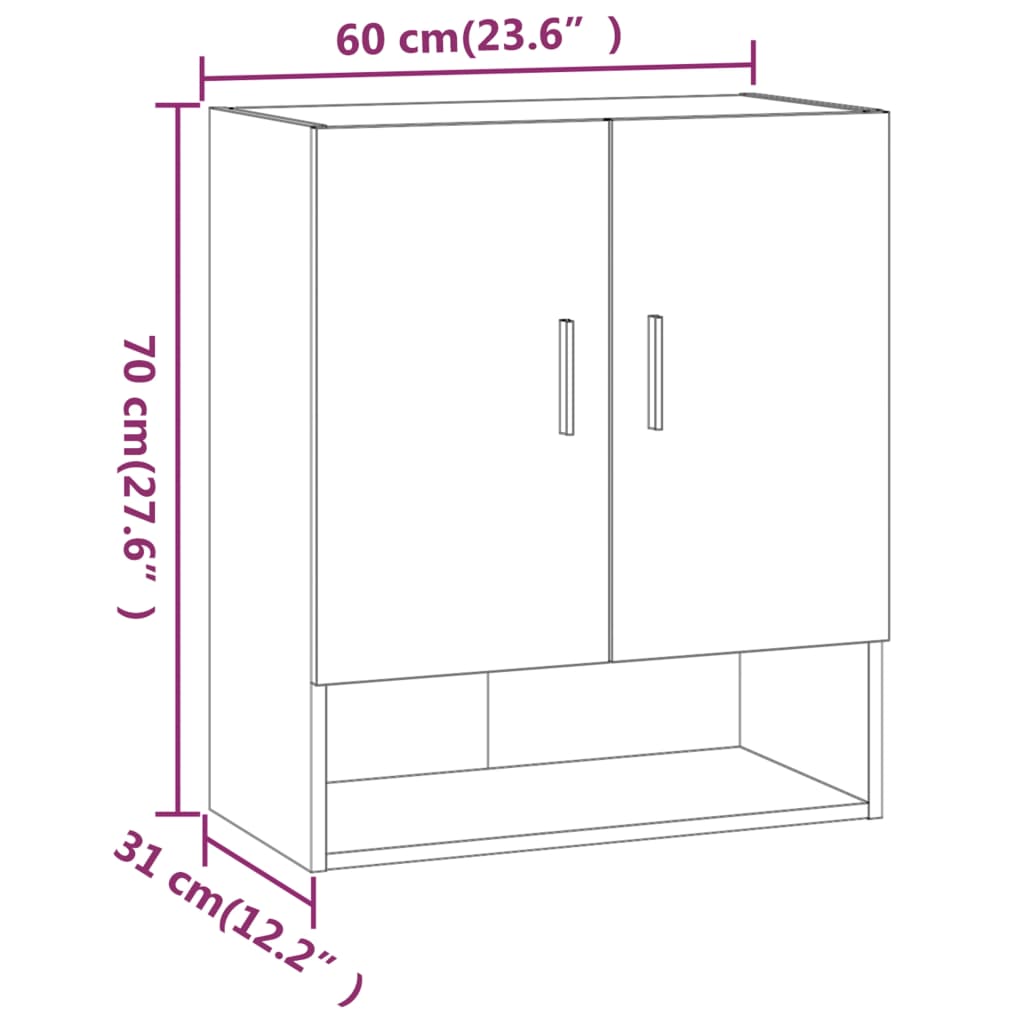 Wall Cabinet Sonoma Oak 60x31x70 cm Engineered Wood