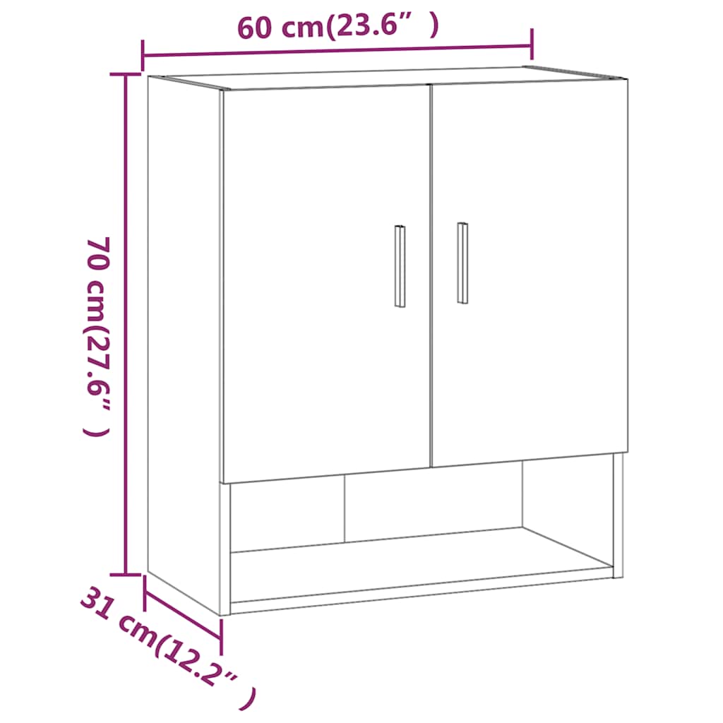 Wall Cabinet Concrete Grey 60x31x70 cm Engineered Wood