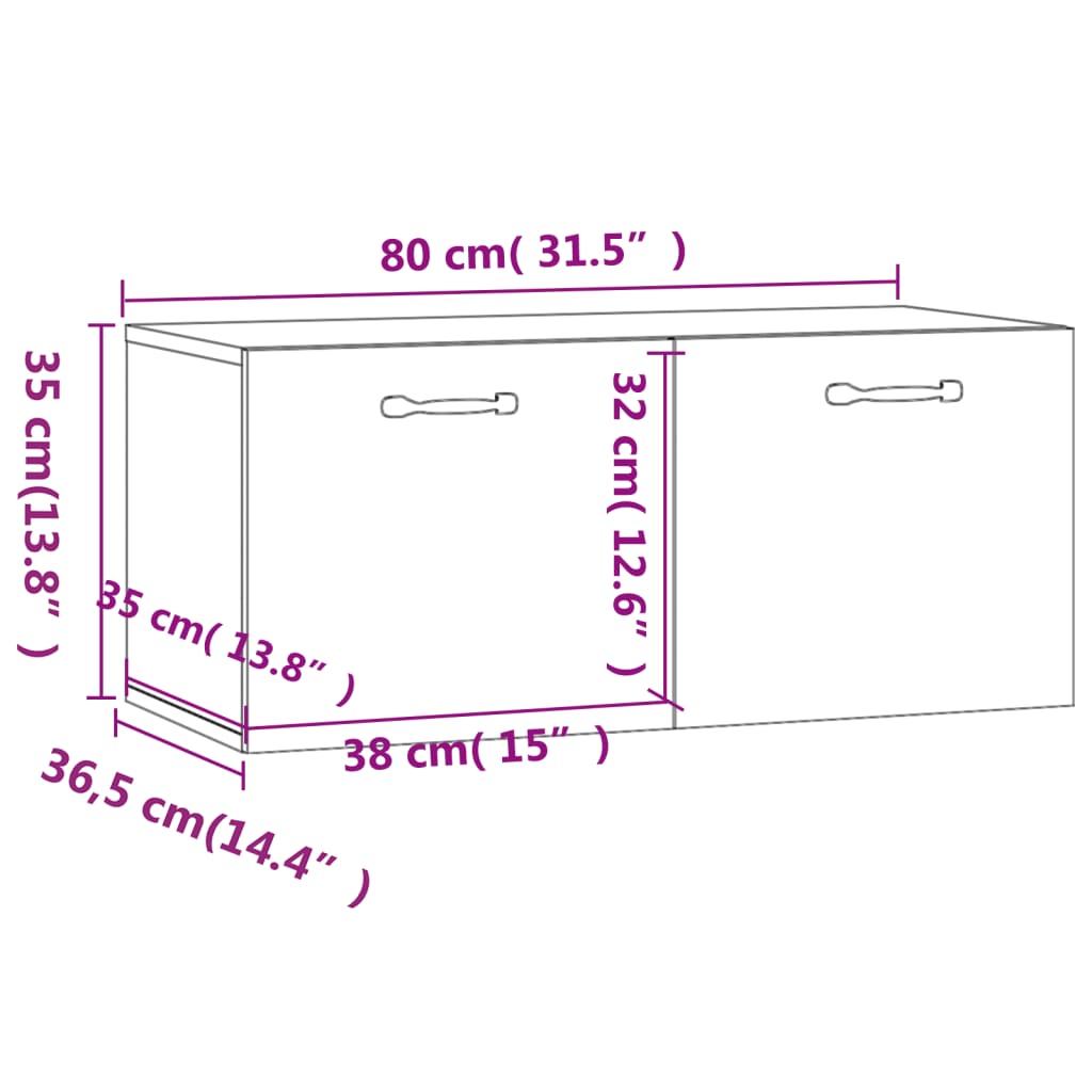 Wall Cabinet High Gloss White 80x36.5x35 cm Engineered Wood