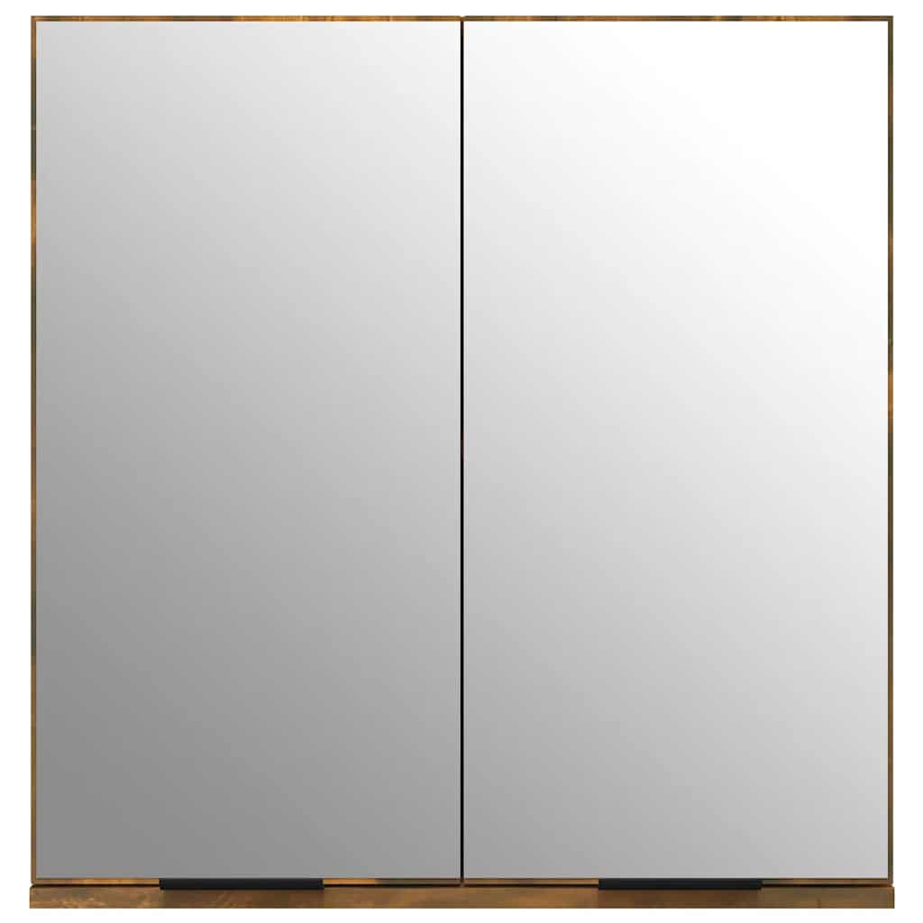 Bathroom Mirror Cabinet Smoked Oak 64x20x67 cm