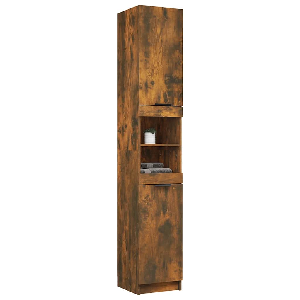 Bathroom Cabinet Smoked Oak 32x34x188.5 cm Engineered Wood