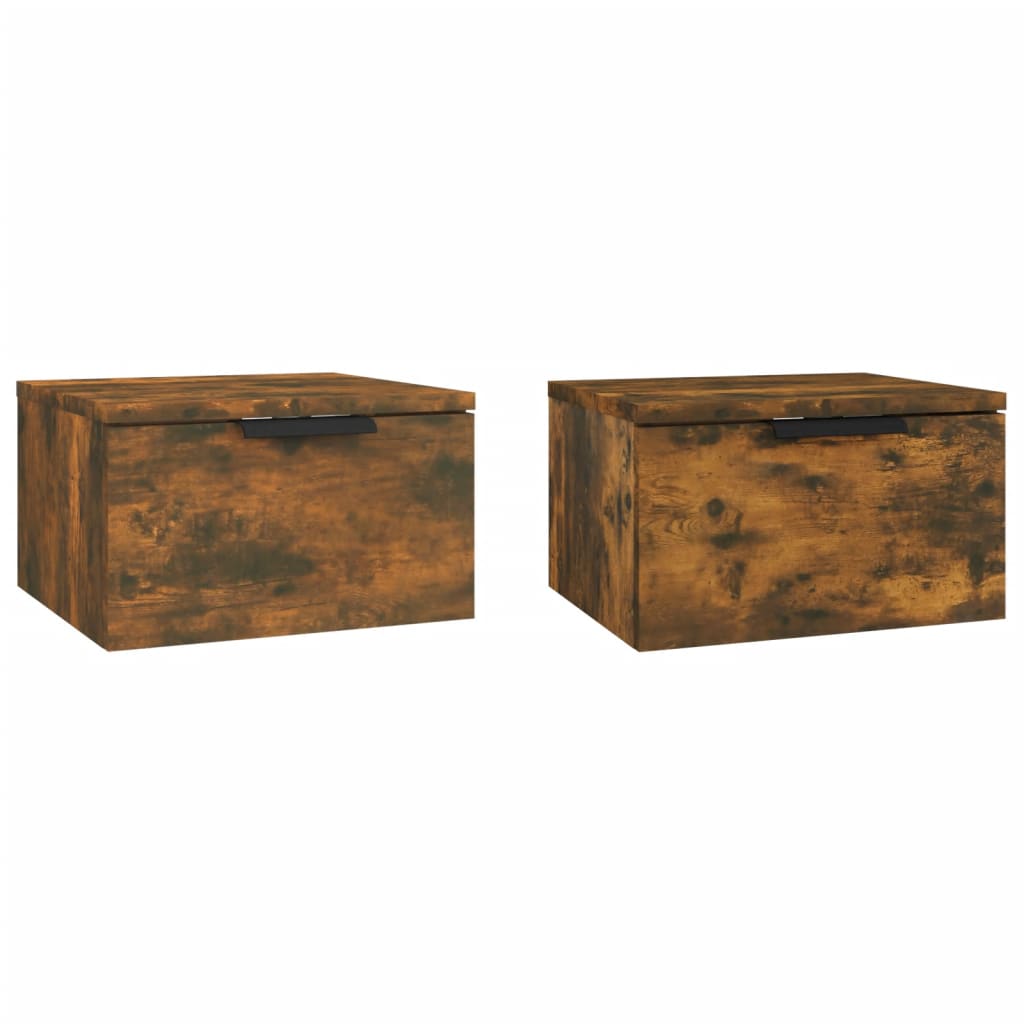 Wall-mounted Bedside Cabinets 2 pcs Smoked Oak 34x30x20 cm