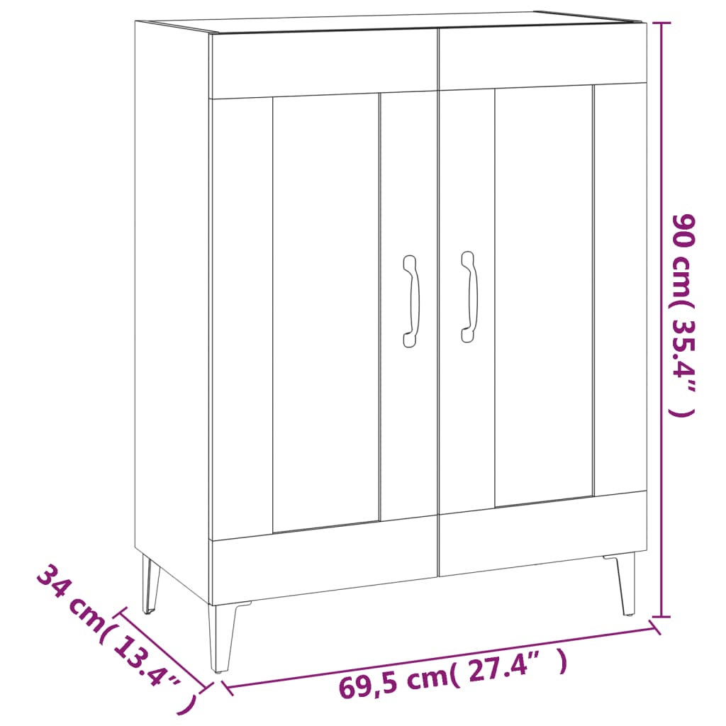 Sideboard Grey Sonoma 69.5x34x90 cm Engineered Wood