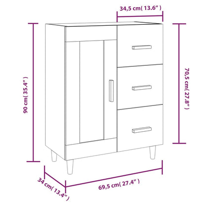 Sideboard Grey Sonoma 69.5x34x90 cm Engineered Wood