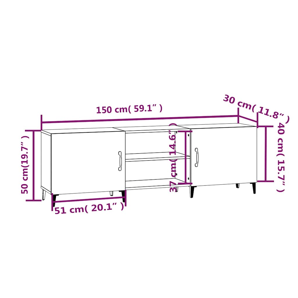TV Cabinet Grey Sonoma 150x30x50 cm Engineered Wood