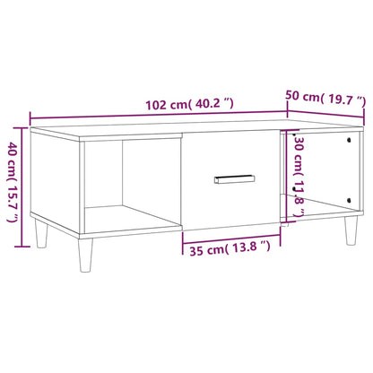 Coffee Table Brown Oak 102x50x40 cm Engineered Wood