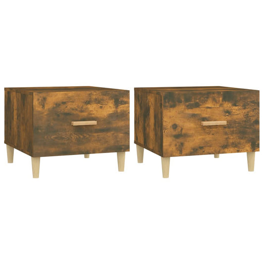 Coffee Tables 2 pcs Smoked Oak 50x50x40 cm Engineered Wood