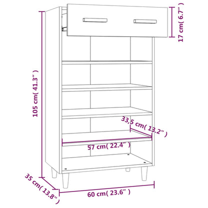 Shoe Cabinet Grey Sonoma 60x35x105 cm Engineered Wood