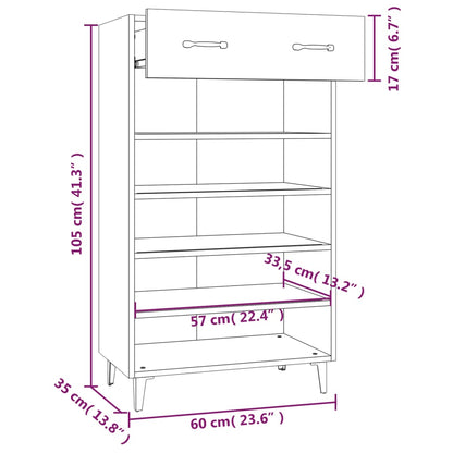 Shoe Cabinet Grey Sonoma 60x35x105 cm Engineered Wood
