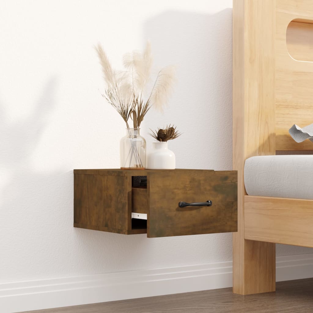 Wall-mounted Bedside Cabinet Smoked Oak 35x35x20 cm