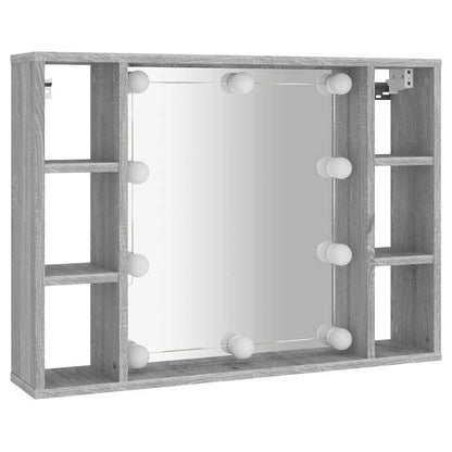Mirror Cabinet with LED Grey Sonoma 76x15x55 cm