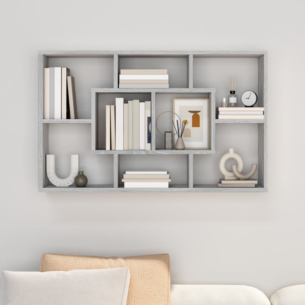 Wall Shelf Grey Sonoma 85x16x52.5 cm Engineered Wood