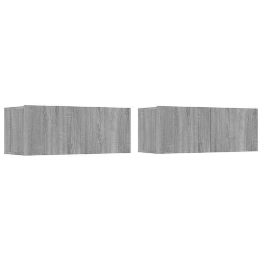 2 Piece TV Cabinet Set Grey Sonoma 80x30x30 cm Engineered Wood