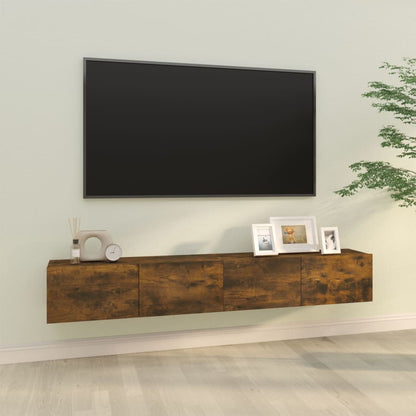 Wall TV Cabinets 2 pcs Smoked Oak 100x30x30 cm Engineered Wood