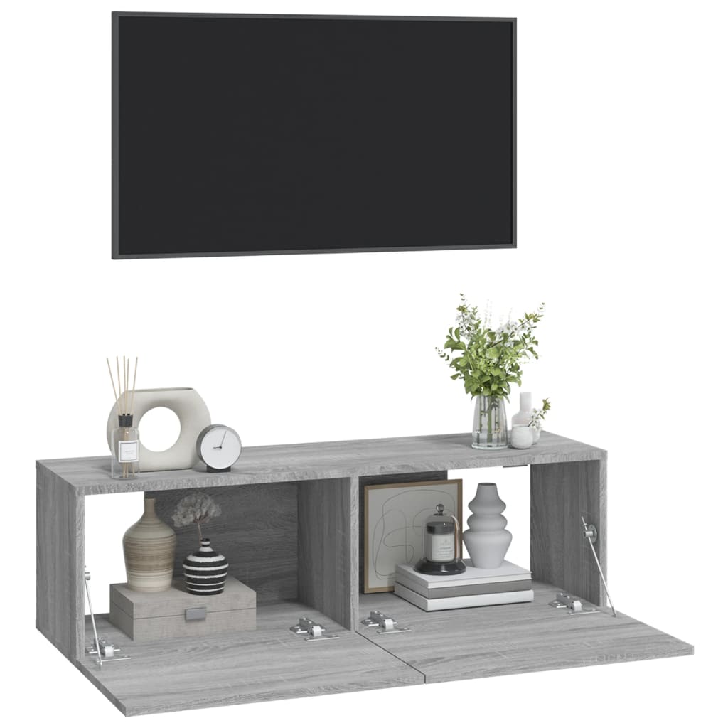 Wall TV Cabinets 2 pcs Grey Sonoma 100x30x30 cm Engineered Wood